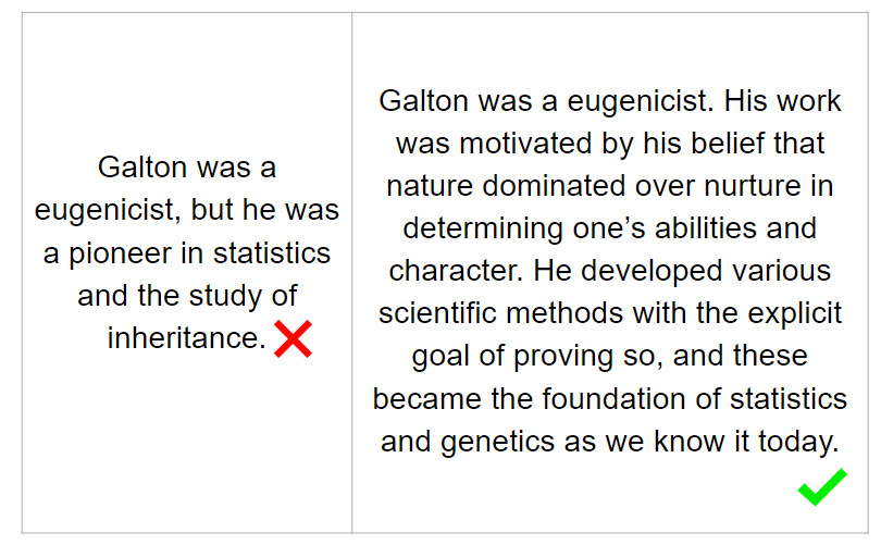 Telling the facts, using Galton as an example.